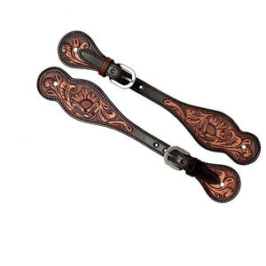 Correas de Espuela de Cuero de Dos Tonos de Primera Calidad, Ajustables, de una Sola Capa, Estilo Occidental, para Hombres y Mujeres, Accesorios Ecuestres - Product Image 5