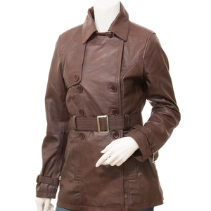 Abrigo de Invierno de Cuero Personalizable para Mujer, Chaqueta de Cuero Genuino Cálida de Último Diseño en Venta - Product Image 5