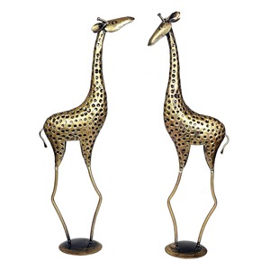 Grand or girafe Figurine décorative Animal pièce maîtresse pour la maison bureau affichage cadeau Table Accent moderne Jungle thème - Product Image 5