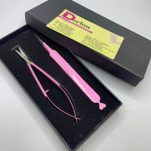 Pince à cils professionnelle en acier inoxydable en forme de coeur couleur rose enduit pointe incurvée Volume précision antistatique cils durables - Product Image 1