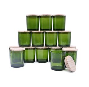 Bocaux à bougies épais faits à la main à fixer au mur pour la décoration de la maison, 12 pièces, 7 OZ, bocaux vides avec couvercles en bois, contenants d'échantillons givrés, 2 couleurs - Product Image 1