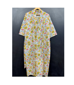 Khối In Bông Chiều Dài Sàn Bohemian Kimono Áo Choàng Với Vành Đai Thắt Lưng Thiết Kế Thân Thiện Với Môi Có Thể Giặt Món Quà Cho Cô - Product Image 1