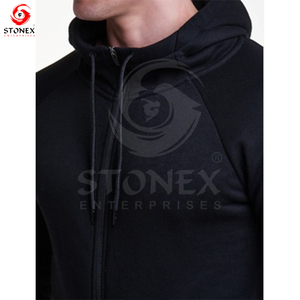 Venta al por mayor de logotipo personalizado de alta calidad de los hombres gimnasio Fitness sudaderas con cremallera deporte de gran tamaño liso personalizado hombres Zip Up Hoodie - Product Image 4