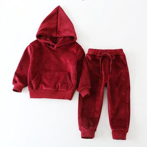 ชุดวอร์ม2025แบบเรียบสำหรับเด็กชุดวอร์มแบบสวมหัวสำหรับเด็กผู้ชายชุดวอร์มกางเกงวิ่งแบบมีฮู้ดสองชิ้น - Product Image 2