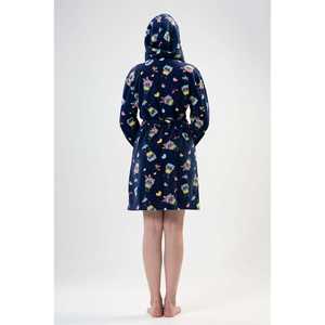 Women's Fleece <b>Hooded</b> Short <b>Robe</b> with Pockets Comfortable Sweatshirts - Product Image 2