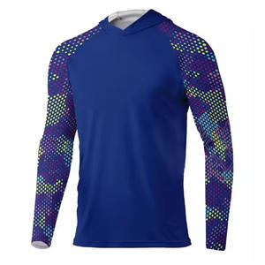 Camisa de pesca con capucha ventilada de malla de manga larga para hombre OEM UPF 50 que absorbe la humedad protección UV poliéster elástico ropa al aire libre - Product Image 1