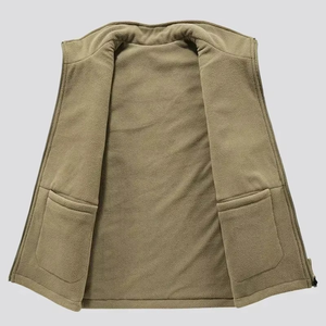 Chaleco de Invierno para Hombre, Lana/Poliéster, con Cremallera, Impermeable, Transpirable, Ecológico, Anti-UV, con 5 Bolsillos, Estilo Motero - Product Image 2