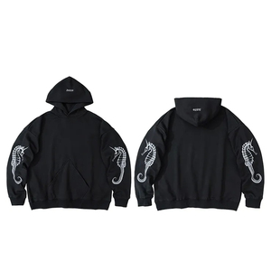 เสื้อฮู้ดพิมพ์ลายกราฟิกปักลาย ล้างสีแบบแอซิดวอช ผ้าฝ้ายฟลีซ 100% ทรงหลวม คุณภาพสูง มีกระเป๋า ใส่ได้ทั้งชายและหญิง สำหรับฤดูใบไม้ร่วง - Product Image 2