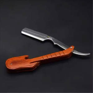 Mango marrón oscuro de alta calidad de una sola hoja de madera mango de guitarra Barbero afeitado Manual maquinilla de afeitar barba cuerpo Bikini axila afeitado - Product Image 2