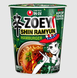 บะหมี่กึ่งสำเร็จรูปพรีเมียมรสเผ็ดเกาหลี นงชิม ชินรามยอน คิวพ็อป เดมอน ฮันเตอร์ส  แบบถ้วย 65 กรัม จำหน่ายส่ง - Product Image 2