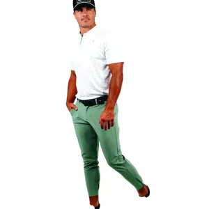 Pantalon de jogging de sport décontracté pour hommes pantalon de golf taille moyenne en polyester respirant extensible dans les quatre sens avec logo imprimé brodé personnalisé - Product Image 2