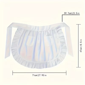 Delantal Blanco <span class=keywords><strong>de</strong></span> Una Pieza con Volantes para <span class=keywords><strong>Camarera</strong></span>, Delantales <span class=keywords><strong>de</strong></span> Cocina para <span class=keywords><strong>Mujer</strong></span>, Adecuados para Restaurantes, Cafeterías y Bares - Product Image 5