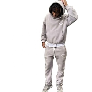 Survêtement pour hommes personnalisé 2 pièces sweat à capuche et jogging ensemble survêtement homme couleur unie jogging fabricants - Product Image 1