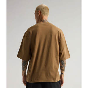 Camiseta de calle de algodón pesado preencogido de Color Natural transpirable Camiseta sólida con cuello redondo y camiseta de manga corta - Product Image 2