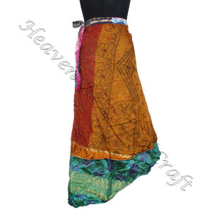 New Vintage Fabric Boho Long Indian Skirt Reversible Trendy Silk <b>Saree</b> Long Wrap Skirt Indian Handmade Hot <b>Sale</b> Printed Vintage - Product Image 5