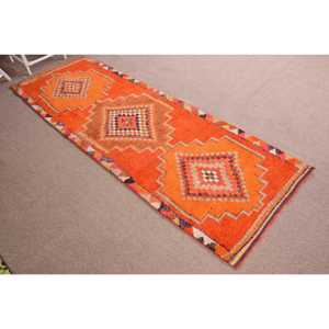 Vintage Turkish <b>Runner</b> <b>Rug</b> 3.3x9.7 ft, Herki Orange Wool <b>Rug</b> - Product Image 3
