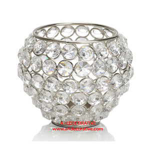 Portavelas T-Light de cristal con Base redonda de metal para Decoración de mesa de boda portavelas de cristal plateado para Decoración de mesa - Product Image 5