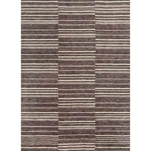 Alfombras de Lana Tejidas a Mano Saga Blue Viscose, Rectangulares de 9x12, con Patrón de Rayas, para Sala de Estar, Entrada o Pasillo - Hwl-226 - Product Image 1