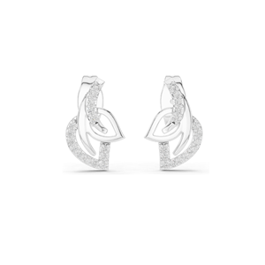 Boucles d'oreilles en forme de feuille avec diamants de laboratoire 0,12 CT pour femmes, clarté VVS-VS EF, or 18 carats, 14 carats, 10 carats et argent 925, or rose, or jaune, or blanc - Product Image 1