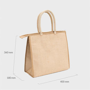 Grand sac isotherme en jute naturel avec poignées rembourrées, produit écologique - Product Image 2