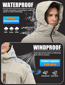 Veste matelassée isolante pour homme à capuche imperméable Manteaux d'hiver légers chauds coupe-vent Manteau de neige avec poches zippées - Product Image 2