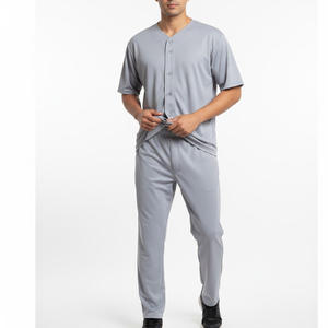 Ensembles d'uniformes de baseball pour hommes, conception personnalisée du logo de l'équipe, taille plus, respirant, 100% polyester, col en V, vêtements de sport athlétiques, vente en gros OEM - Product Image 1