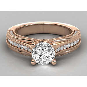 Bague pour femme en or 18 carats avec diamant solitaire rond de laboratoire, bagues en diamant brillant - Product Image 2