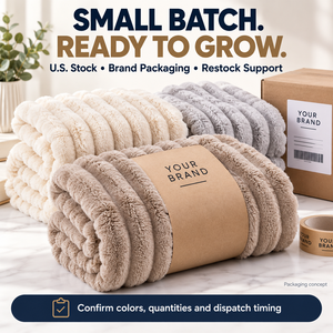US Stock Ribbed Plush <b>Blankets</b> Small Batch Wholesale Brand Packaging for TikTok Sellers and Home Stores - Product Image 3