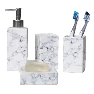 Juego de accesorios para baño, set de 4 piezas de mármol, productos de baño para Hotel