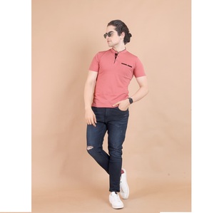 T-shirt à manches courtes et col mandarin pour homme Vêtements décontractés confortables Meilleure vente pour les tenues de tous les jours et le bureau 100% coton - Product Image 1