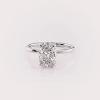 Bague de fiançailles et de mariage en diamant de laboratoire ovale certifié IGI avec halo caché en argent sterling 925 massif