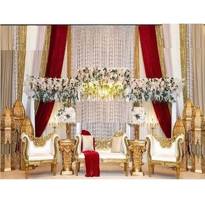 ชุดเฟอร์นิเจอร์เวทีแต่งงานทำจากไม้รอยัลโกลด์ชุดเฟอร์นิเจอร์เวทีแกะสลักด้วยมือสำหรับงานแต่งงาน - Product Image 1