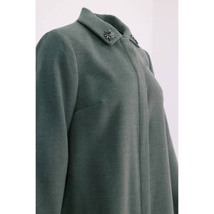 เสื้อโค้ทยาวลำลองสำหรับฤดูหนาวพร้อมปกปักลายและดีไซน์ฮู้ดถอดได้ - Product Image 2