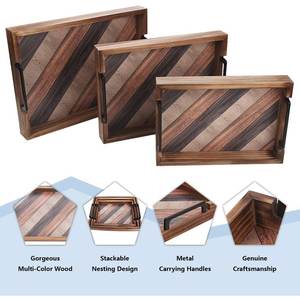 Tabletop Wooden Serving Tray Wholesale Brown Wooden Organizer Plate Serving Food Tray Acacia Wood Square Breakfast Serving Tray - Product Image 2