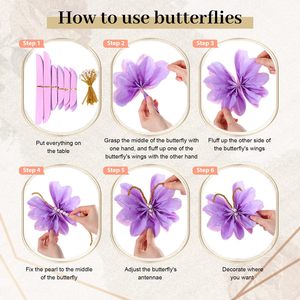 12 Uds mariposa tablón de anuncios bordes decoraciones DIY 3D colgante mariposa forma <span class=keywords><strong>Creper</strong></span> papel flor aula decoraciones - Product Image 5