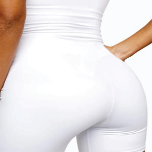 Squat Proof & Wickable 78% Nylon 22% Elastane Booty Cut High Rise Fit <b>Women's</b> Sports 5 Inch <b>White</b> Cycling <b>Shorts</b> - Product Image 5