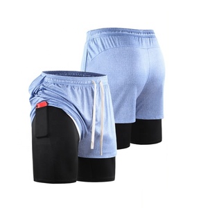 Short de Sport Taille US Logo Personnalisé 2 en 1 Jogger Suit Avec Compression Intérieure Hommes Fitness Workout Training Wear Gym DDP shipping - Product Image 3