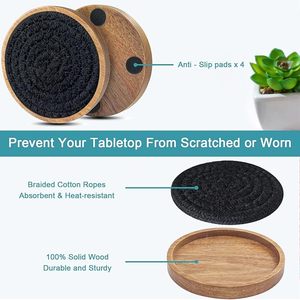 Amazing Breaded Cotton Rope and Wooden Dining <b>Table</b> Coaster High Quality <b>Low</b> Price Coaster for Christmas and Parties - Product Image 4