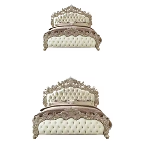 Lits en bois teck solide et tissu avec des conceptions antiques sculptées à la main meubles de chambre nouvelle fabrication - Product Image 4