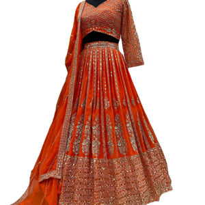 Último diseñador Faux Georgette Thread Sequence Work Lehenga Choli por Fab Zone - Product Image 1