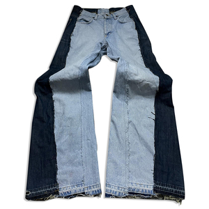 Pantalones vaqueros acampanados rectos de cintura alta personalizados del fabricante, pantalones de pierna ancha informales en estilo callejero a juego de colores con pantalones - Product Image 1