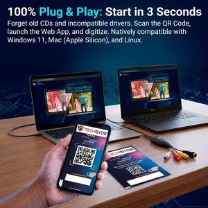 Kit complet de numérisation de VHS avec captureur USB, adaptateur SCART et câble RCA, convertit les cassettes vidéo en MP4 sur PC - Product Image 3