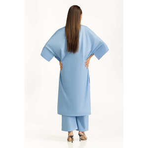 Ensemble coordonné en fil teint pour femme IPST-55277, tenue deux pièces avec hauts à manches courtes et pantalon pour le printemps/été, tailles XS et XXS disponibles - Product Image 2