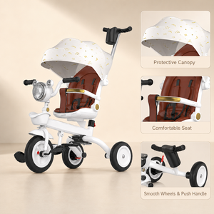 OEM 3 in 1 Kids Tricycle Stroller <strong>with</strong> Push <strong>Handle</strong> Adjustable Canopy <strong>Toddler</strong> Bike Baby <strong>Trike</strong> for Outdoor Travel - Product Image 3