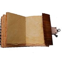 Carnet de sorts Hocus Pocus, Grimoire, Journal de sorts antique, Carnet en cuir avec reliure à cheval, Bordure festonnée vintage imprimée