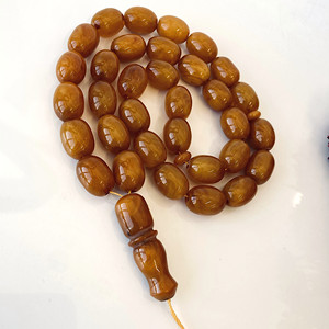 Perles de prière islamiques en ambre baltique naturel vintage marron faites à la main, cadeau - Product Image 2