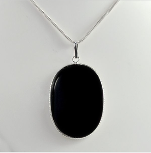 Best Quality Hot Sale Natural Black Agate Oval Shape Pendant with Chain <b>Jewelry</b> <b>Making</b> Supplies - Product Image 4