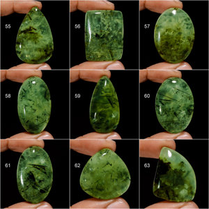 Cabochon de Prehnite naturelle en vrac pierre précieuse cristal de Prehnite verte fabrication de bijoux cadeau en pierre pour tous les âges et occasions Wow pierre précieuse - Product Image 2