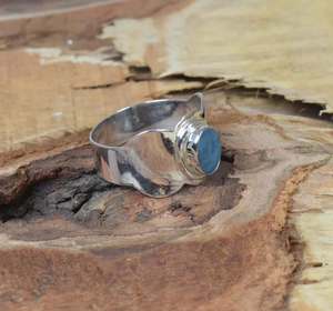 แหวนโอปอลเอธิโอเปียสีน้ำเงินธรรมชาติ ทำด้วยมือ เงินแท้ 925 เครื่องประดับพลอยสำหรับผู้หญิง ของขวัญวันเกิดเดือนตุลาคม ของขวัญวันครบรอบ - Product Image 3