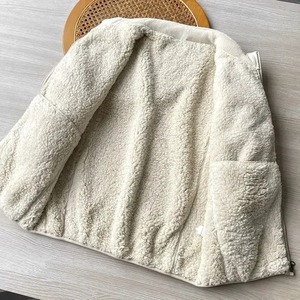 Manteau d'hiver Sherpa Casual Hooded Coat Thick Warm Stand Collar Zip Outdoor Windbreak Soft Comfortable Fleece Solid Color 100% Nylon - Product Image 5